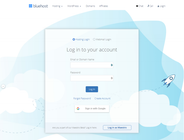 Login Bluehost