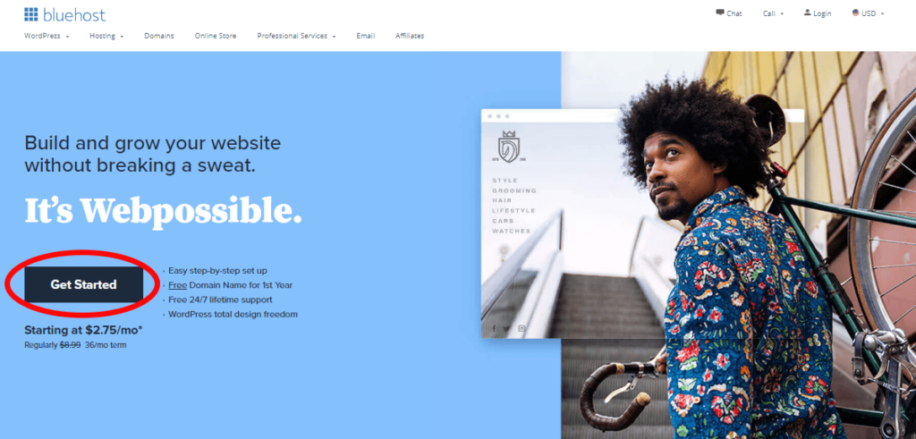 Get started with Bluehost web hosting